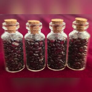 Four Fairy Bottles Filled With Garnet Chips